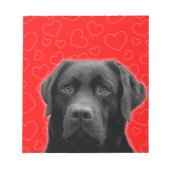 Schwarzes Labrador mit rotem Herzen Notizblock (Vorderseite)