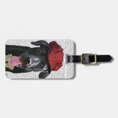 Schwarzes Labrador mit roter Spitze Gepäckanhänger (Vorderseite horizontal)