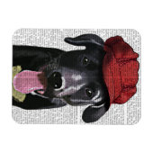 Schwarzes Labrador mit roter Spitze Magnet (Horizontal)
