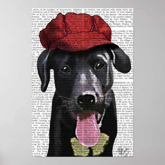 Schwarzes Labrador mit roter Spitze Poster (Vorne)