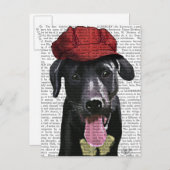 Schwarzes Labrador mit roter Spitze Postkarte (Vorne/Hinten)