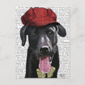 Schwarzes Labrador mit roter Spitze Postkarte (Vorderseite)