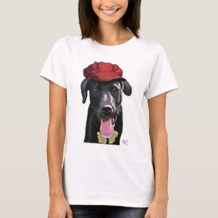 Schwarzes Labrador mit roter Spitze T-Shirt