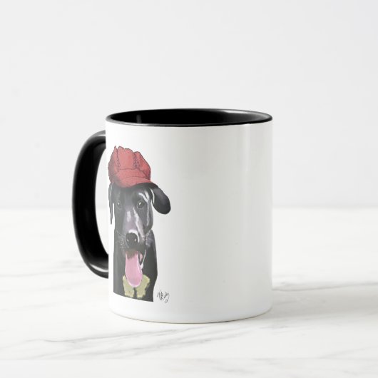 Schwarzes Labrador mit roter Spitze Tasse (Vorderseite Links)