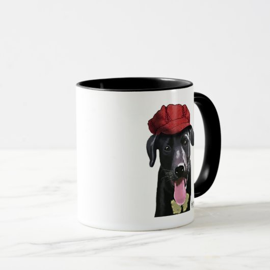 Schwarzes Labrador mit roter Spitze Tasse (VorderseiteRechts)