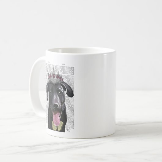 Schwarzes Labrador mit Tiara Kaffeetasse (Vorderseite Links)