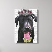 Schwarzes Labrador mit Tiara Leinwanddruck (Vorderseite)