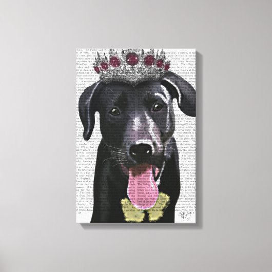 Schwarzes Labrador mit Tiara Leinwanddruck (Vorderseite)