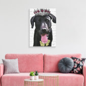 Schwarzes Labrador mit Tiara Leinwanddruck (Insitu (Wohnzimmer))