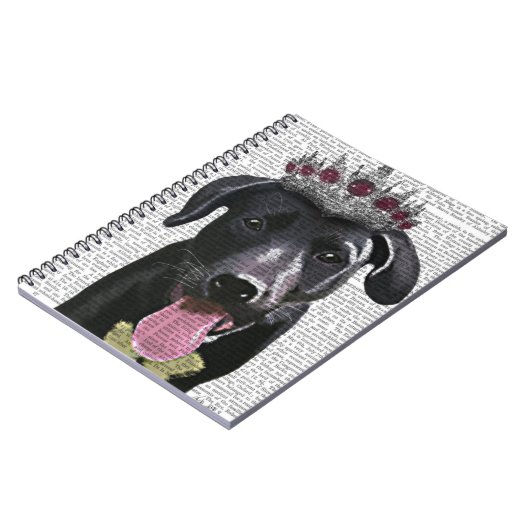 Schwarzes Labrador mit Tiara Notizblock (Linke Seite)