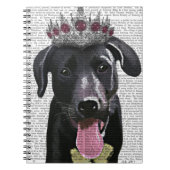 Schwarzes Labrador mit Tiara Notizblock (Vorderseite)