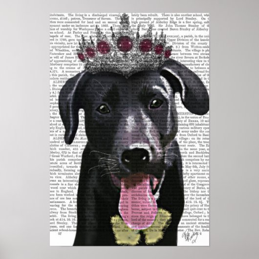 Schwarzes Labrador mit Tiara Poster (Vorne)