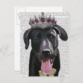 Schwarzes Labrador mit Tiara Postkarte (Vorne/Hinten)