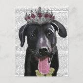 Schwarzes Labrador mit Tiara Postkarte (Vorderseite)