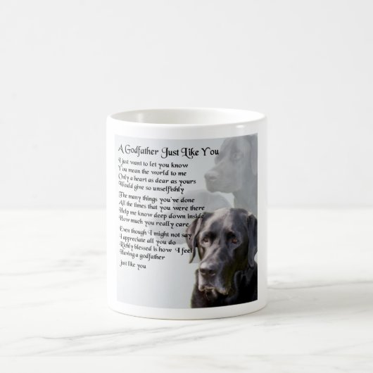 Schwarzes Labrador-Pate-Gedicht Kaffeetasse (Mittel)