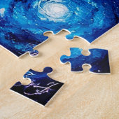 Schwarzes Labrador-Portrait im kosmischen Raum Puzzle (Seite)