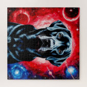 Schwarzes Labrador-Portrait im kosmischen Raum Puzzle (Horizontal)