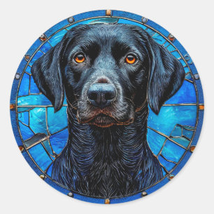 Schwarzes Labrador-Porträt 🐾 Elegante Hunde-Liebh Runder Aufkleber