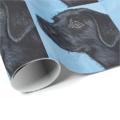 Schwarzes Labrador-Puppy-Malerei Geschenkpapier (Rolleneckpunkt)