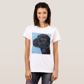 Schwarzes Labrador-Puppy-Malerei T-Shirt (Vorne ganz)