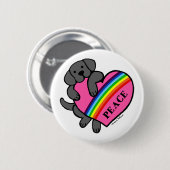 Schwarzes Labrador-Regenbogen-Herz Button (Vorne & Hinten)