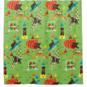 Schwarzes Labrador Retriever Agility Muster Duschvorhang (Vorderseite)