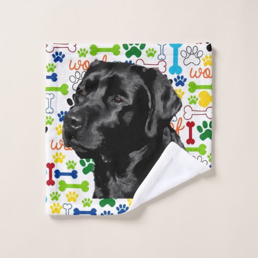 Schwarzes Labrador retriever Badhandtuch Set (Waschlappen)