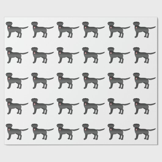Schwarzes Labrador Retriever Cartoon Dog Muster Geschenkpapier (Flach)