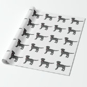 Schwarzes Labrador Retriever Cartoon Dog Muster Geschenkpapier (Ungerollt)