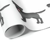 Schwarzes Labrador Retriever Cartoon Dog Muster Geschenkpapier (Rolleneckpunkt)