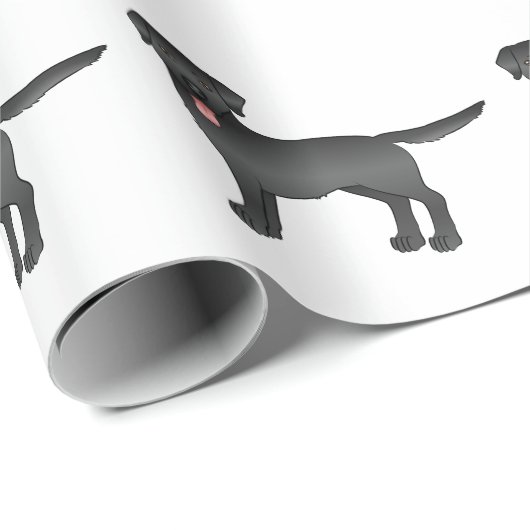 Schwarzes Labrador Retriever Cartoon Dog Muster Geschenkpapier (Rolleneckpunkt)