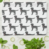 Schwarzes Labrador Retriever Cartoon Dog Muster Geschirrtuch (Gefaltet)