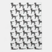 Schwarzes Labrador Retriever Cartoon Dog Muster Geschirrtuch (Vertikal)