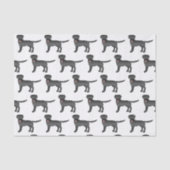 Schwarzes Labrador Retriever Cartoon Dog Muster Seidenpapier (Vorderseite)