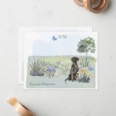 Schwarzes Labrador Retriever Dog Monogramm und Nam Mitteilungskarte (Vorderseite/Rückseite Beispiel)