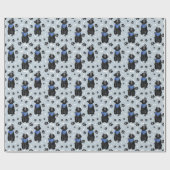 Schwarzes Labrador Retriever Dog Paw Print Pattern Geschenkpapier (Flach)