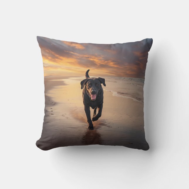 Schwarzes Labrador Retriever Elegantes Throw Kisse Kissen (Vorderseite)