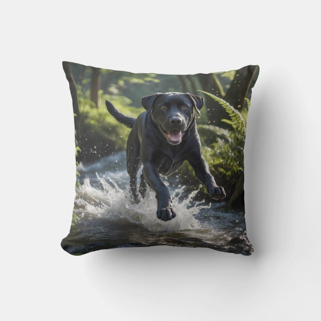 Schwarzes Labrador Retriever Elegantes Throw Kisse Kissen (Vorderseite)