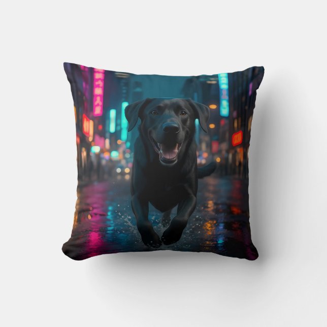 Schwarzes Labrador Retriever Elegantes Throw Kisse Kissen (Vorderseite)