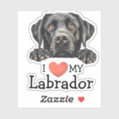 Schwarzes Labrador Retriever Herz Aufkleber (Blatt)