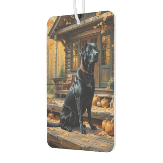 Schwarzes Labrador Retriever Log Kabine Herbst Autolufterfrischer (Links)