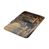 Schwarzes Labrador Retriever Log Kabine Herbst Badematte (Schrägansicht)