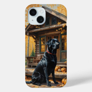 Schwarzes Labrador Retriever Log Kabine Herbst Case-Mate iPhone Hülle