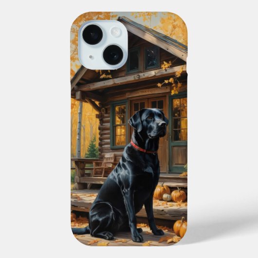 Schwarzes Labrador Retriever Log Kabine Herbst Case-Mate iPhone Hülle (Rückseite)