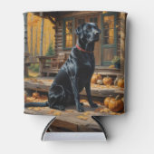 Schwarzes Labrador Retriever Log Kabine Herbst Dosenkühler (Vorderseite)