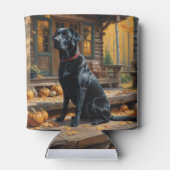 Schwarzes Labrador Retriever Log Kabine Herbst Dosenkühler (Rückseite)