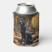 Schwarzes Labrador Retriever Log Kabine Herbst Dosenkühler (Kanne Rückseite)