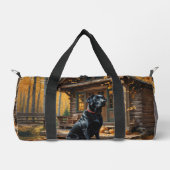 Schwarzes Labrador Retriever Log Kabine Herbst Duffle Bag (Vorderseite)