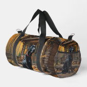 Schwarzes Labrador Retriever Log Kabine Herbst Duffle Bag (Rechte Ecke)