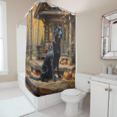 Schwarzes Labrador Retriever Log Kabine Herbst Duschvorhang (Beispiel)